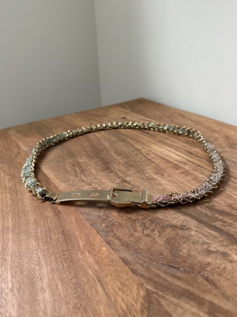 VINTAGE Braided Metallic Chain Link Weaved Ombre Belt